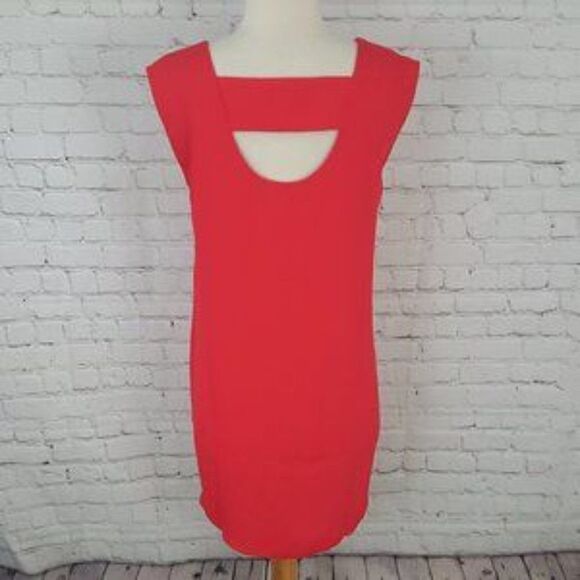 𝅺CYNTHIA ROWLEY Orangey-Red Shift Dress XS - Picture 4 of 6